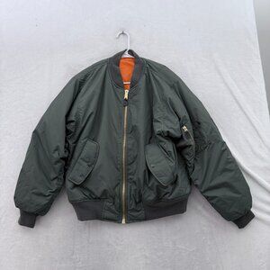 Air Force Flyer Jacket Mens M Green Full Zip MA 1 Intermediate Reversible Bomber